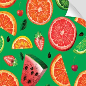 Adesivo Papel de Parede Verde Casual Salada Frutas Coloridas Vila Shop
