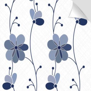 Adesivo Papel de Parede Floral Tons de Azul Vila Shop