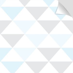 Adesivo Papel de Parede Geométrico Triângulos Azul Branco e Cinza Vila Shop