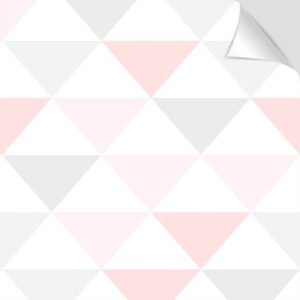 Adesivo Papel Parede Triangulo Geométrico Rosa Cinza Branco Vila Shop