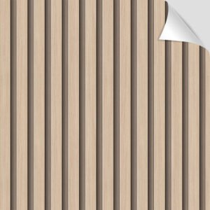 PAPEL DE PAREDE ADESIVO RIPADO FINO ESTILO MADEIRA CREME CLARO VILA SHOP